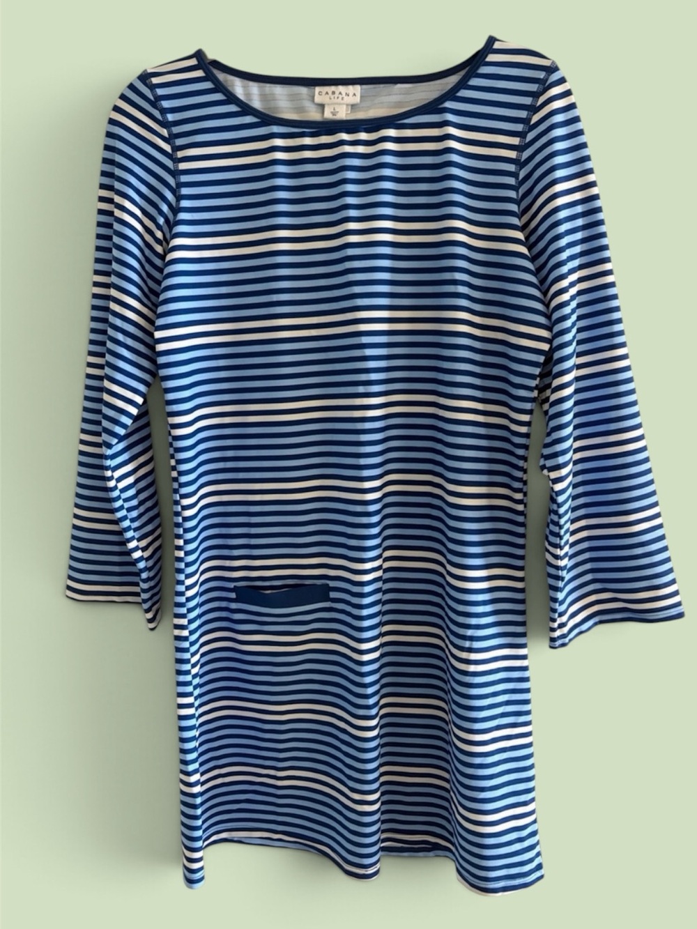 Cabana Life Blue and White Striped Swim Cover-Up Dress